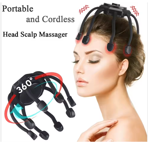 8 Heads Finger Vibrating Octopus Electric Scalp Head Massager Rechargeable Smart Vibration Spider Head Massage Tool