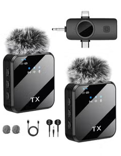 F11-2 3in 1  Wireless Collar Microphone for iPhone/Android/Type C