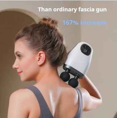 Professional Rechargeable Type-C Fascia Gun Double Handles and Heads Whole Body Muscle Relaxation Vibration Massage