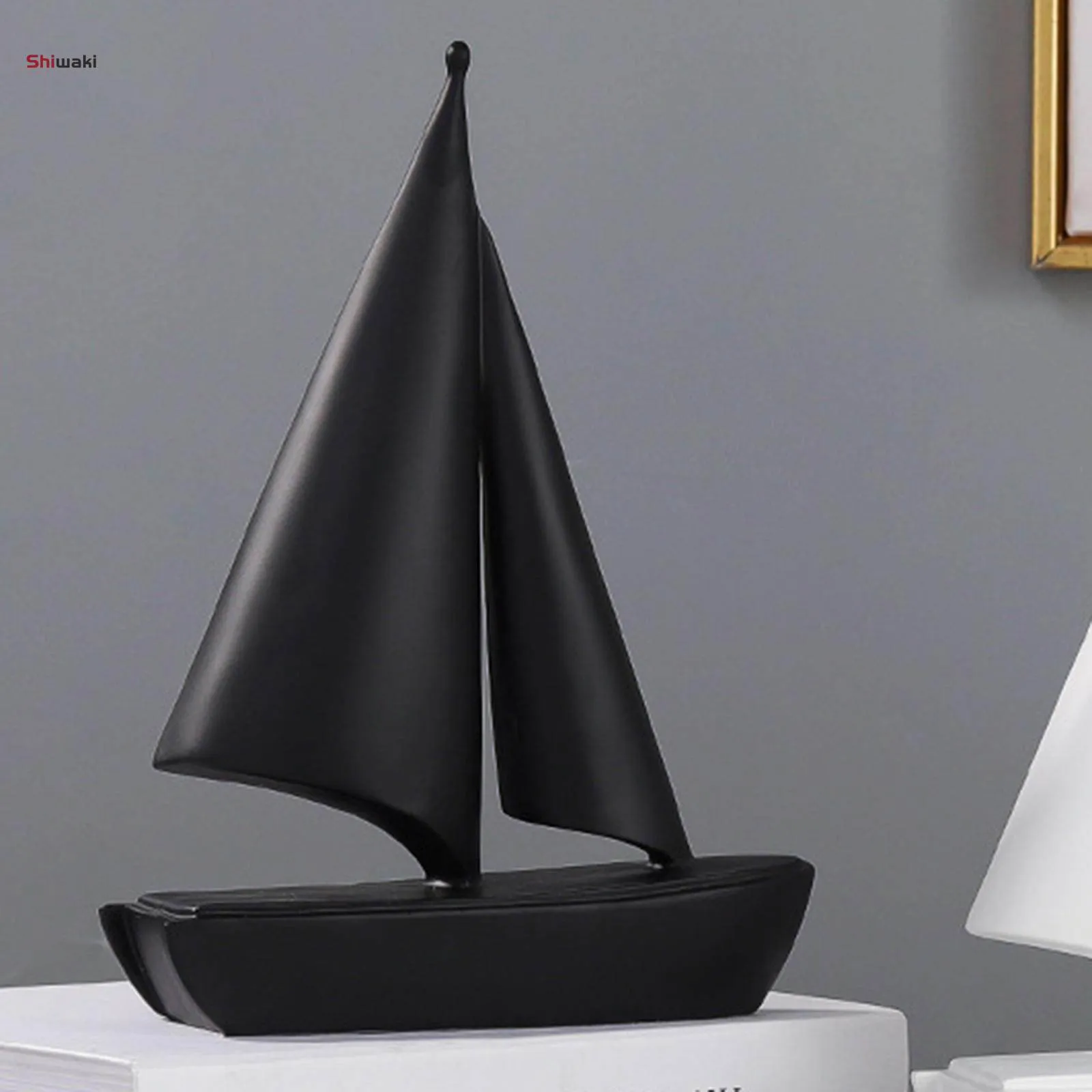 Resin Sailing Boat Figurine, Miniature Sculpture Creative Craft Ship Statue for Tabletop