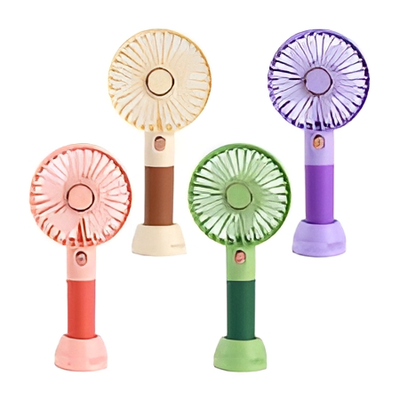 Portable Mini Rechargeable Handheld Fan with Stand – USB Charging, Adjustable Speeds, Compact and Travel-Friendly