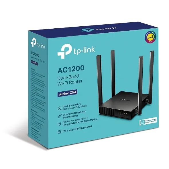 TP-Link Archer C54 Dual-Band Wi-Fi Router – 1200 Mbps High-Speed Wi-Fi, MU-MIMO & Beamforming Technology - AC1200