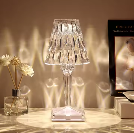 Wholesale Luxury Modern Crystal Table Lamp RGB Night Light USB Charging Flexible Bedside Factory Cross-Border Design