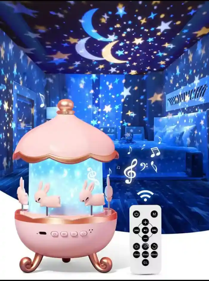 Rotating Cabin Projector Lamp Star Projector Night Light for Kids Baby carousel night light