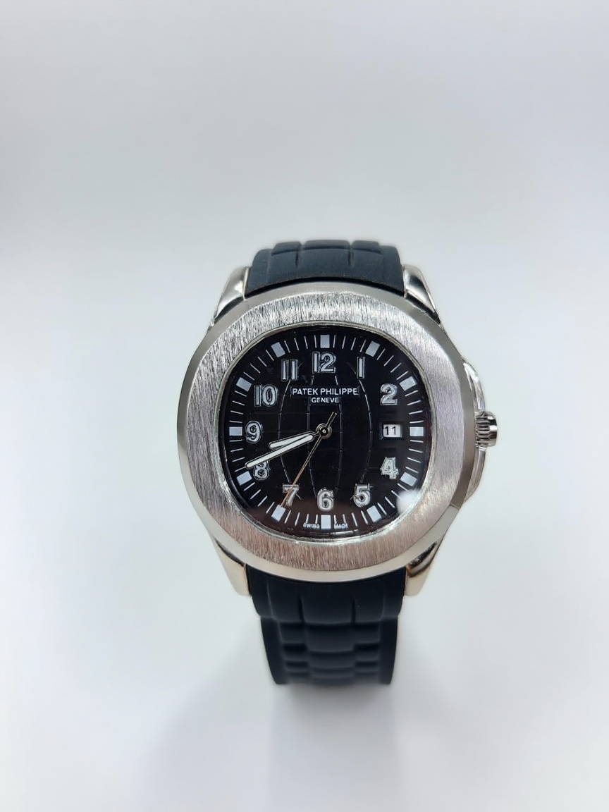 Patek Philippe Black with embossed grid texture watch
